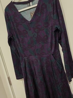 ibex Purple & Teal V-Neck Knit Dress
